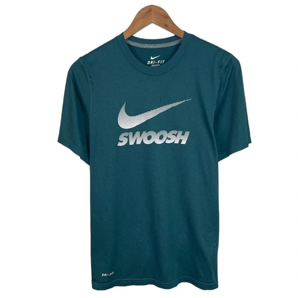 TS531 Mens Nike Dri Fit SWOOSH Brand Spell Out Performance Gym Shirt S - Picture 1 of 5